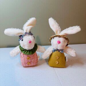 Set of 2 fabric Easter bunnies Easter decoration Spring tiered tray Easter bunny